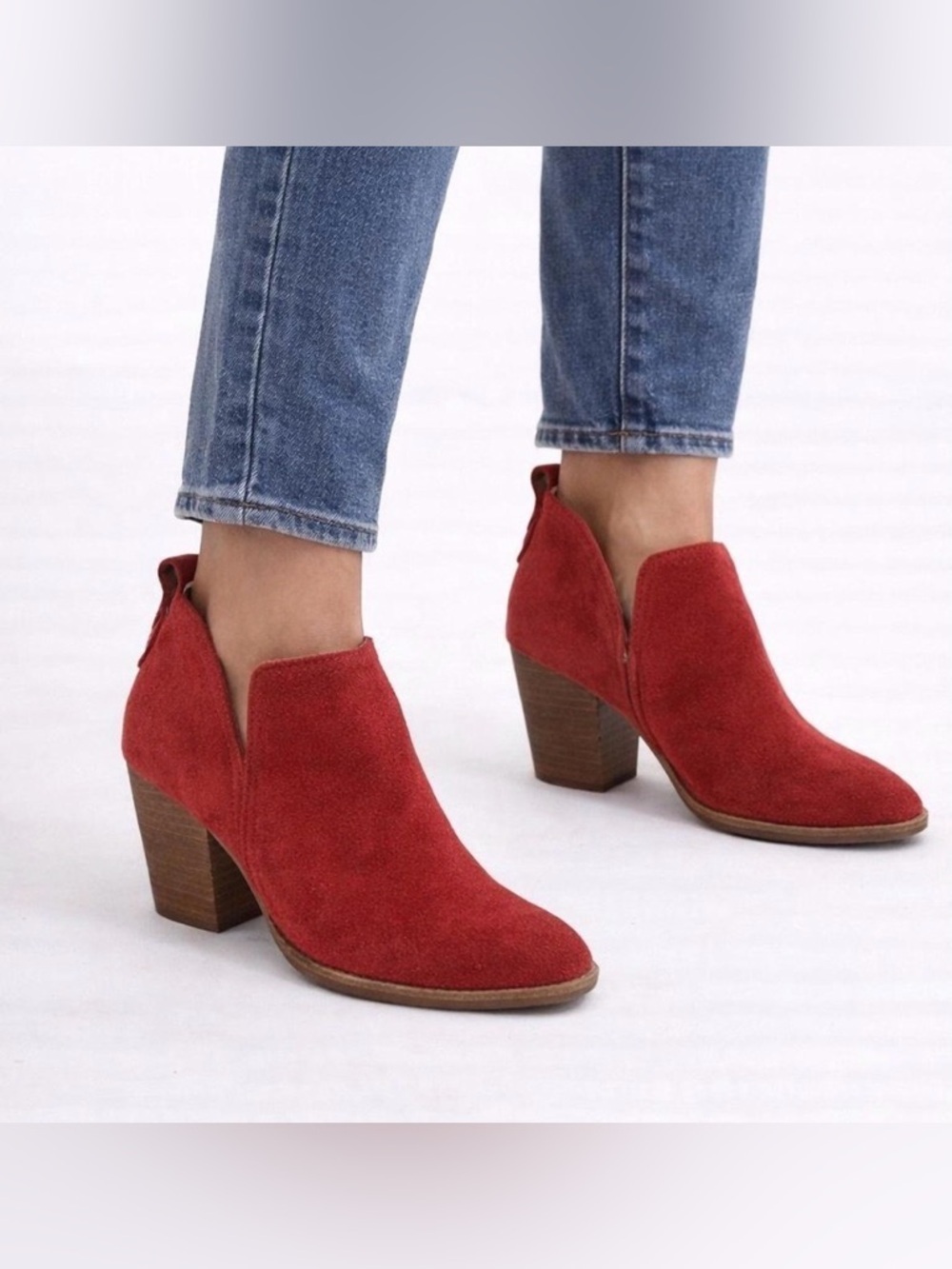 Jeffrey Campbell Red Suede Rosalee Ankle Boots Booties Heels Women's Size 9